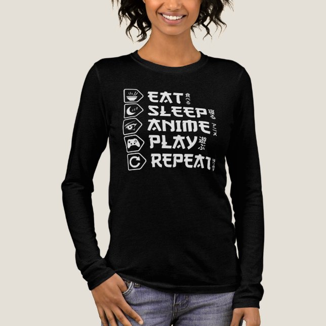 Eat Sleep Anime Play Repeat Otaku Anime Lifestyle Tri-Blend Shirt (Vorderseite)