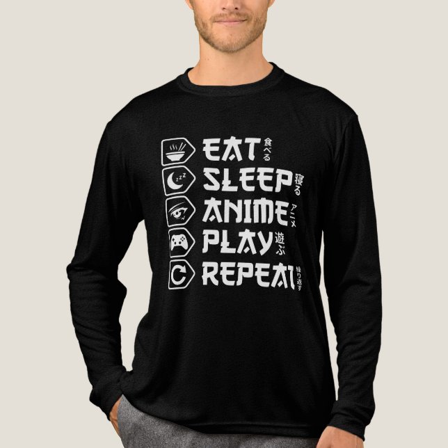 Eat Sleep Anime Play Repeat Otaku Anime Lifestyle Tri-Blend Shirt (Vorderseite)