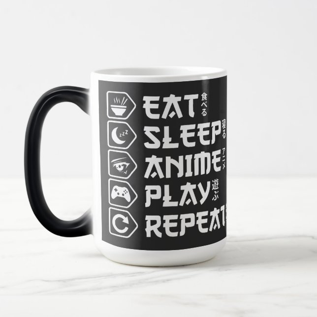 Eat Sleep Anime Play Repeat Otaku Anime Lifestyle Verwandlungstasse (Links)