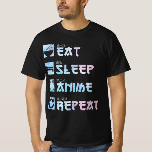 Eat Sleep Anime Repeat - Aquarellfarben Anime m T-Shirt