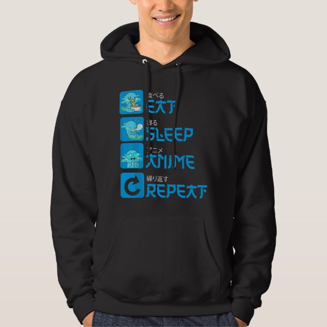 Eat Sleep Anime Repeat Axolotl Kawaii Anime Manga  Hoodie (Vorderseite)