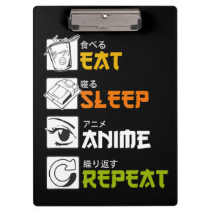 Eat Sleep Anime Repeat Geschenkidee Cosplayer Klemmbrett