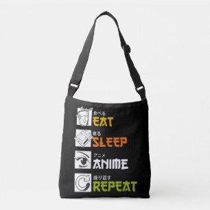 Eat Sleep Anime Repeat Geschenkidee Cosplayer Tragetaschen Mit Langen Trägern