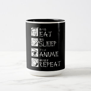 Eat Sleep Anime Repeat Geschenkidee Cosplayer Zweifarbige Tasse