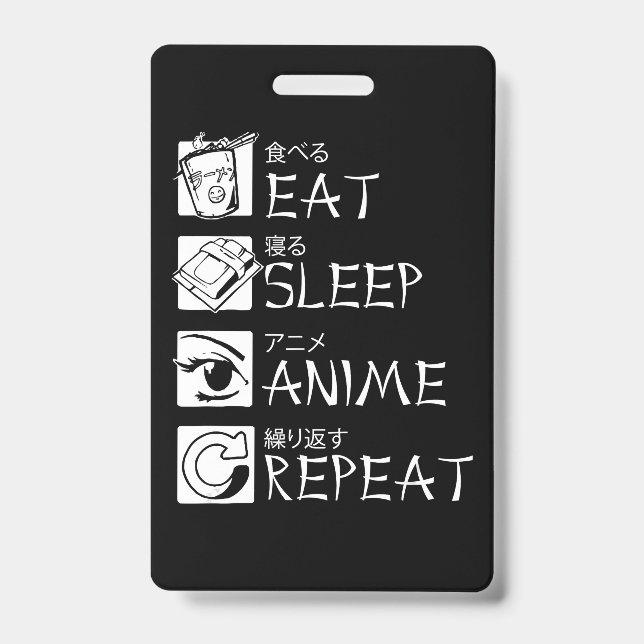 Eat Sleep Anime Repeat Gift Idea Cosplayer Ausweis (Vorderseite)