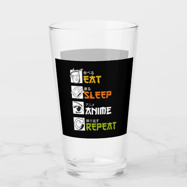 Eat Sleep Anime Repeat Gift Idea Cosplayer Glas (Vorderseite)