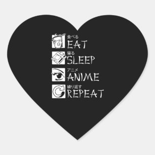 Eat Sleep Anime Repeat Gift Idea Cosplayer Herz-Aufkleber