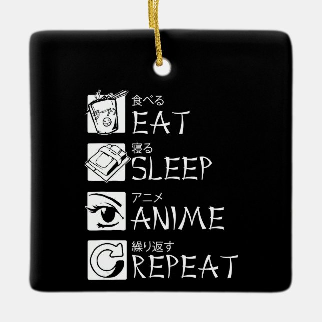 Eat Sleep Anime Repeat Gift Idea Cosplayer Keramikornament (Vorderseite)