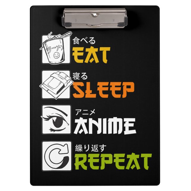 Eat Sleep Anime Repeat Gift Idea Cosplayer Klemmbrett (Vorderseite)
