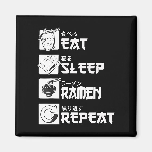 Eat Sleep Anime Repeat Gift Idea Cosplayer Magnet (Vorne)