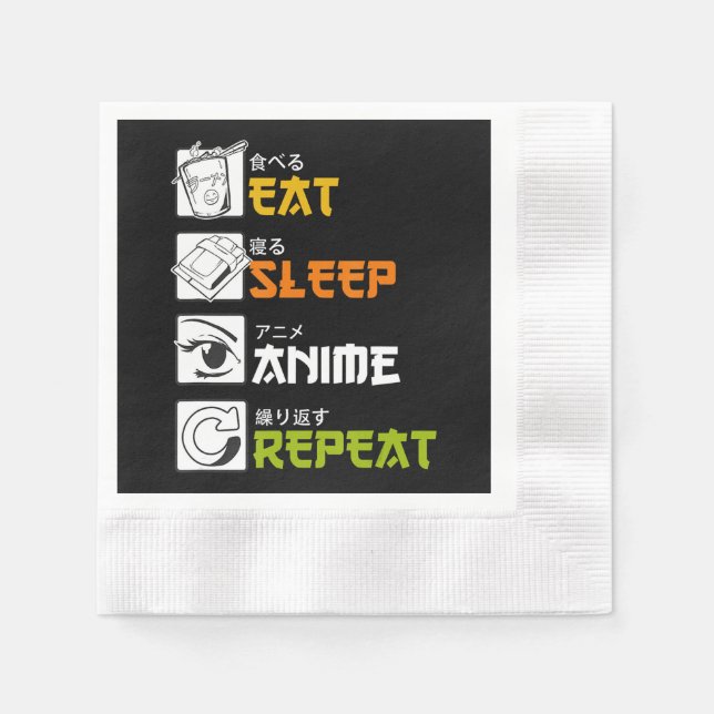 Eat Sleep Anime Repeat Gift Idea Cosplayer Serviette (Vorderseite)