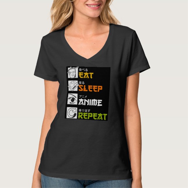 Eat Sleep Anime Repeat Gift Idea Cosplayer T-Shirt (Vorderseite)