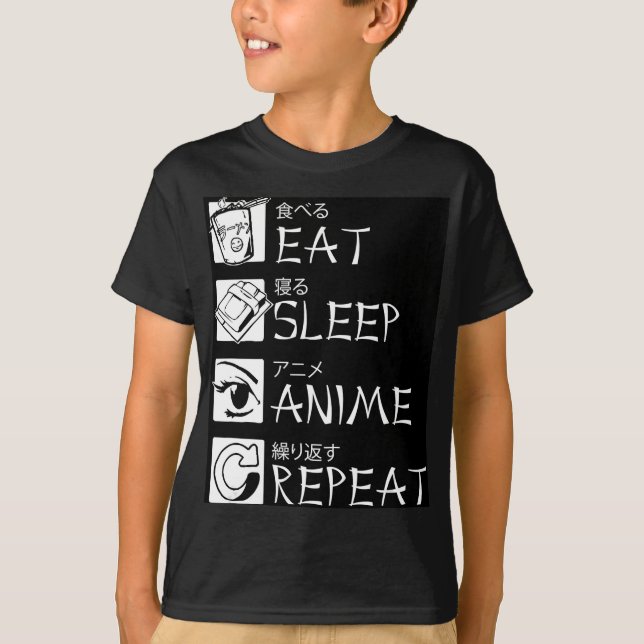 Eat Sleep Anime Repeat Gift Idea Cosplayer T-Shirt (Vorderseite)