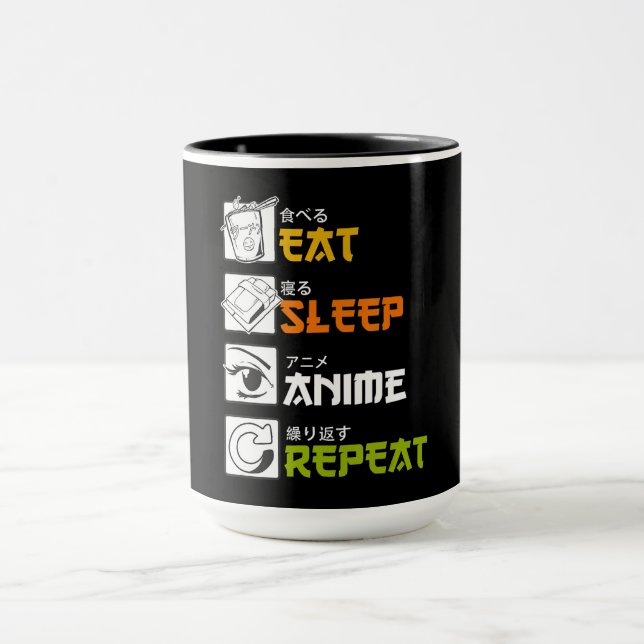 Eat Sleep Anime Repeat Gift Idea Cosplayer Tasse (Zentrum)