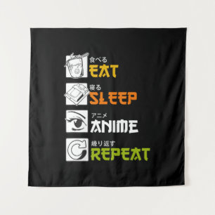 Eat Sleep Anime Repeat Gift Idea Cosplayer Wandteppich