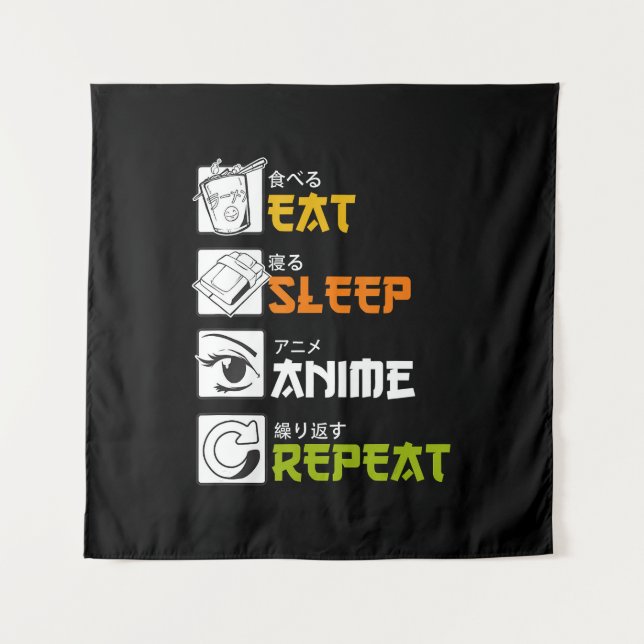 Eat Sleep Anime Repeat Gift Idea Cosplayer Wandteppich (Vorderseite)