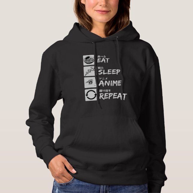 EAT SLEEP ANIME REPEAT HOODIE (Vorderseite)
