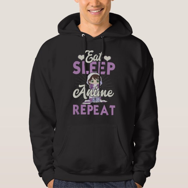 Eat Sleep Anime Repeat Japanese Manga Lover Cospla Hoodie (Vorderseite)