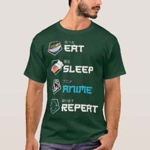 Eat Sleep Anime Repeat Kawaii Funny Japanisch Mang T-Shirt