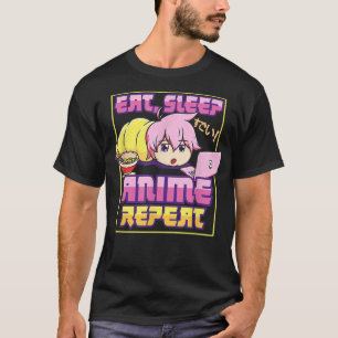 Eat Sleep Anime Repeat Kawaii Japanisch Manga Otak T-Shirt