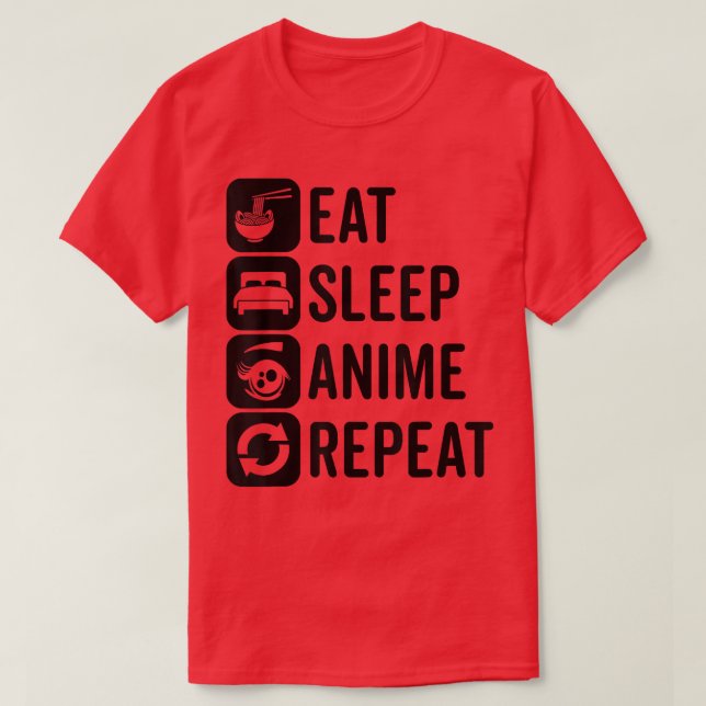 Eat Sleep Anime Repeat Otaku Anime Kawaii Aestheti T-Shirt (Design vorne)