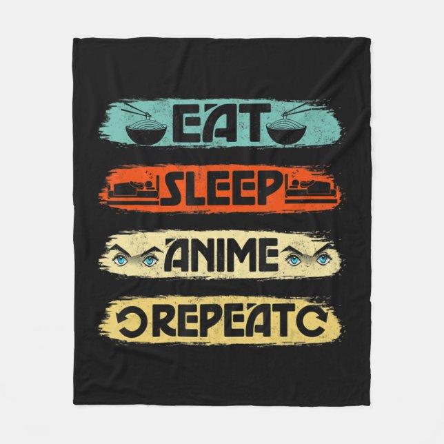 Eat Sleep Anime Repeat Ramen Kawaii Japanisch Mang Fleecedecke (Vorderseite)