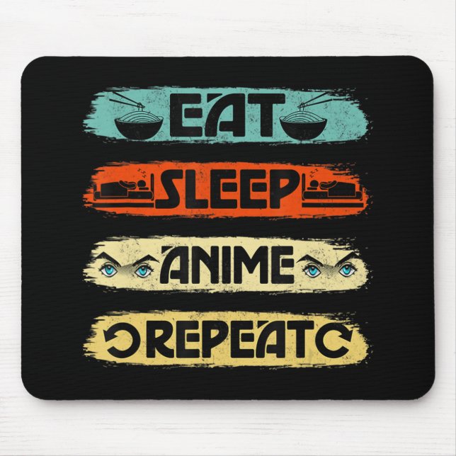 Eat Sleep Anime Repeat Ramen Kawaii Japanisch Mang Mousepad (Vorne)