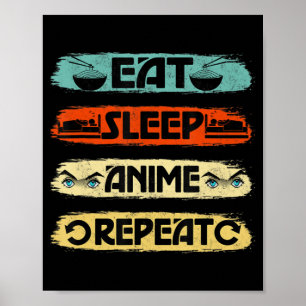 Eat Sleep Anime Repeat Ramen Kawaii Japanisch Mang Poster