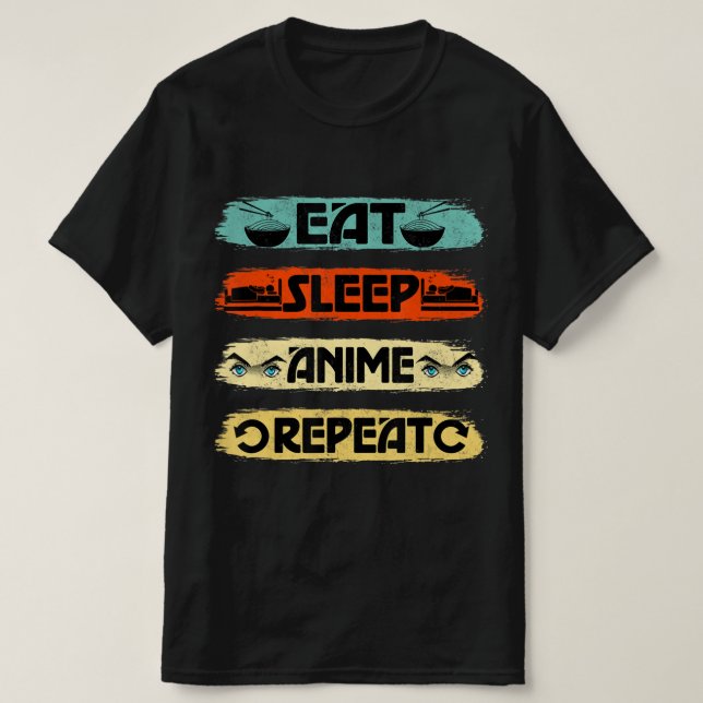 Eat Sleep Anime Repeat Ramen Kawaii Japanisch Mang T-Shirt (Design vorne)