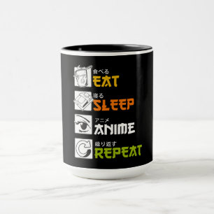 Eat Sleep Anime Wiederholen Geschenkidee Cosplayer Tasse