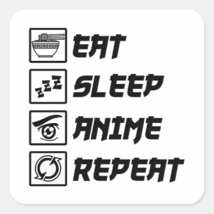 Eat Sleep Anime Wiederholung Anime Lover Manga Ota Quadratischer Aufkleber