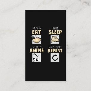 Eat Sleep Anime Wiederholung asiatische Comic Pass Visitenkarte