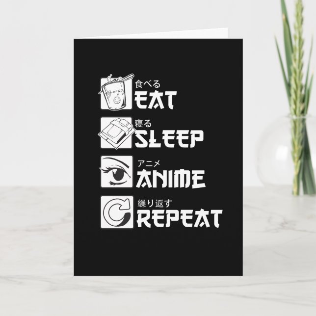 Eat Sleep Anime Wiederholung Funny Geschenk Karte (Vorderseite)