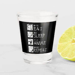 Eat Sleep Anime Wiederholung Geschenk Cosplayer Schnapsglas