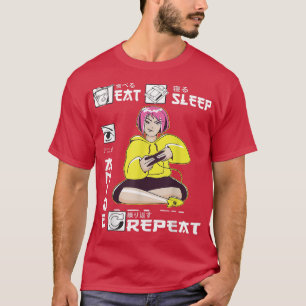 Eat Sleep Anime Wiederholung Girl Video Game Japan T-Shirt