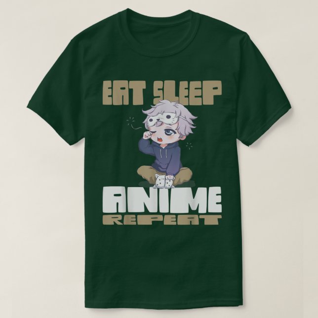 Eat Sleep Anime Wiederholung T-Shirt (Design vorne)