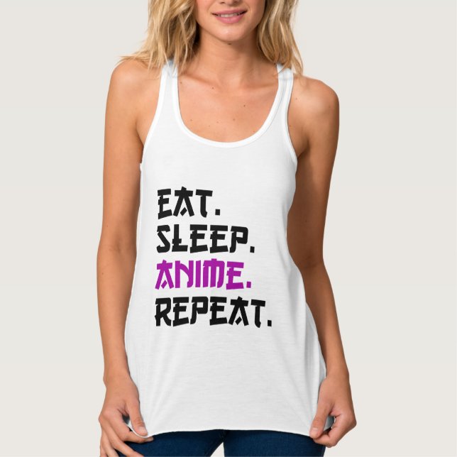 Eat Sleep Anime Wiederholung Tank Top (Vorderseite)