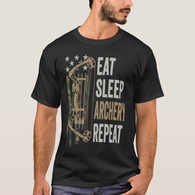 Eat Sleep Archery Repeat  Camouflage Bow USA  Arch T-Shirt (Vorderseite)