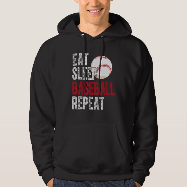Eat Sleep Baseball Repeat Baseball Player  Basebal Hoodie (Vorderseite)