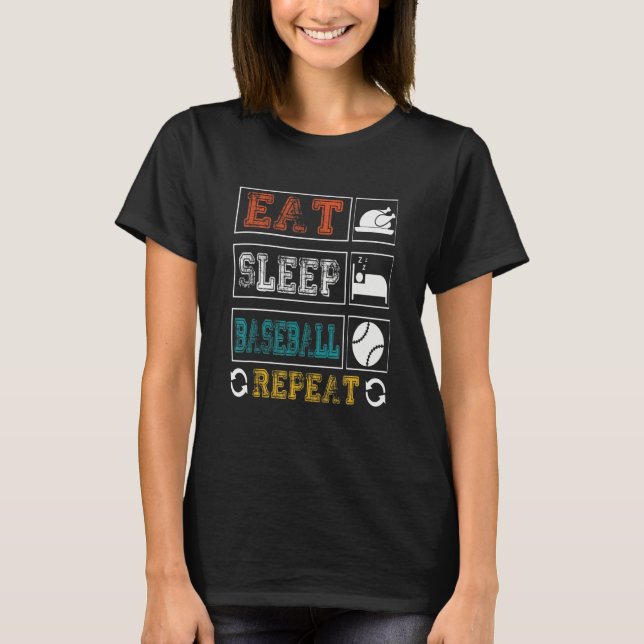 Eat Sleep Baseball Repeat Baseball Player  Basebal T-Shirt (Vorderseite)