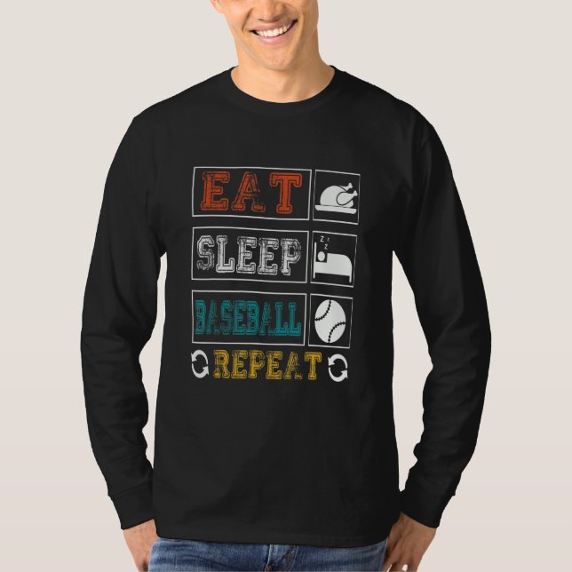 Eat Sleep Baseball Repeat Baseball Player  Basebal T-Shirt (Vorderseite)
