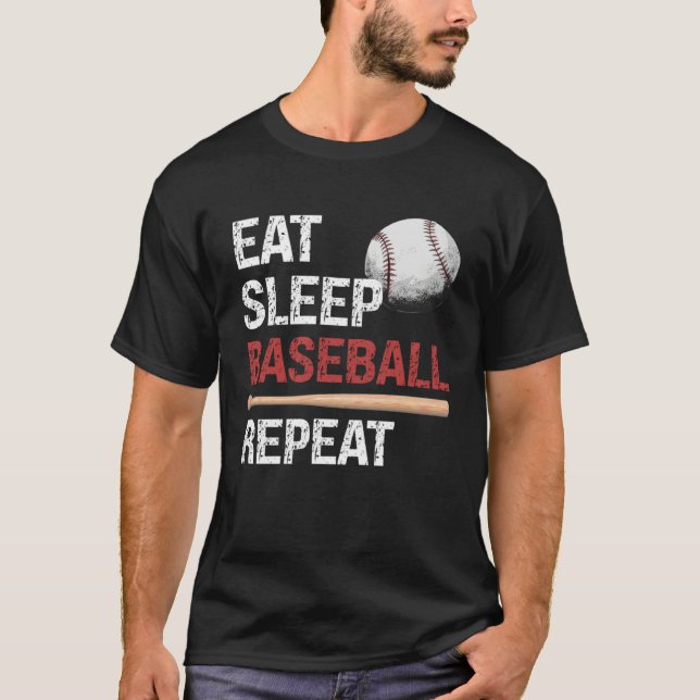 Eat Sleep Baseball Repeat Baseball Player  Basebal T-Shirt (Vorderseite)
