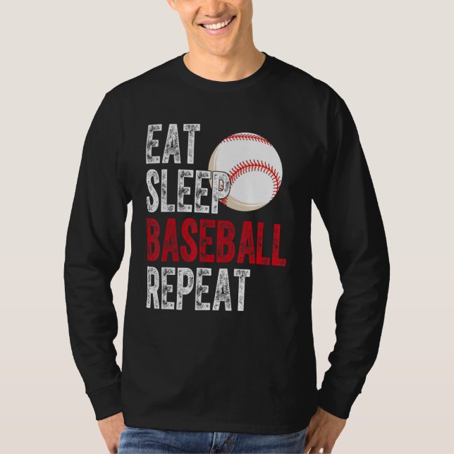 Eat Sleep Baseball Repeat Baseball Player  Basebal T-Shirt (Vorderseite)
