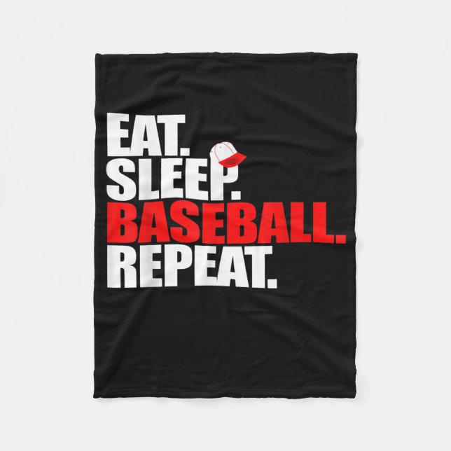 Eat Sleep Baseball Repeat Catcher Pitcher Baseball Fleecedecke (Vorderseite)