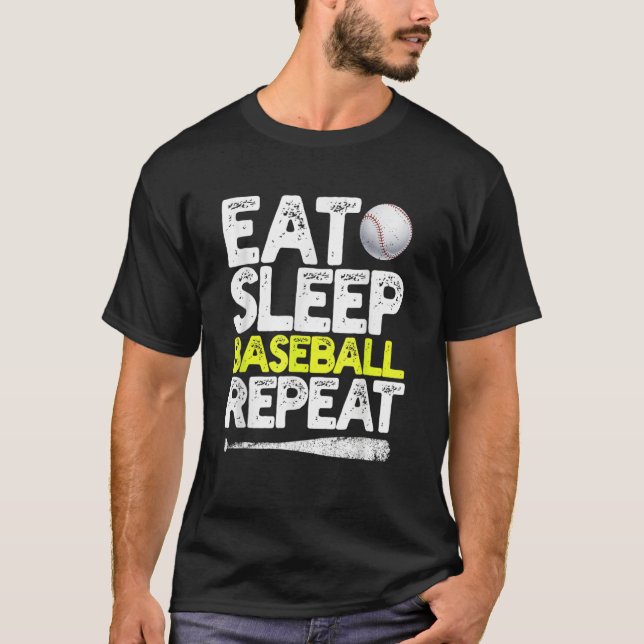 Eat Sleep Baseball Repeat Catcher Pitcher Baseball T-Shirt (Vorderseite)