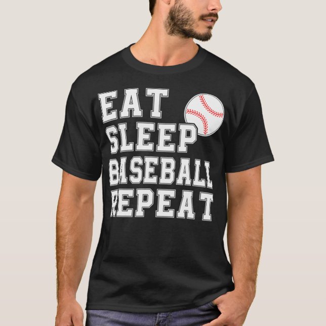 Eat Sleep Baseball Repeat Catcher Pitcher Funny Co T-Shirt (Vorderseite)