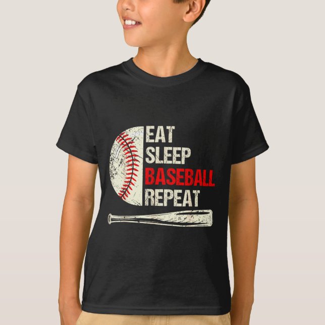 Eat Sleep Baseball Repeat Funny Baseball Player  T-Shirt (Vorderseite)
