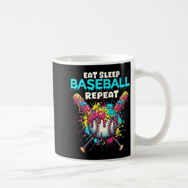 Eat Sleep Baseball Repeat Funny Ice Cream Drip Cro Kaffeetasse (Rechts)