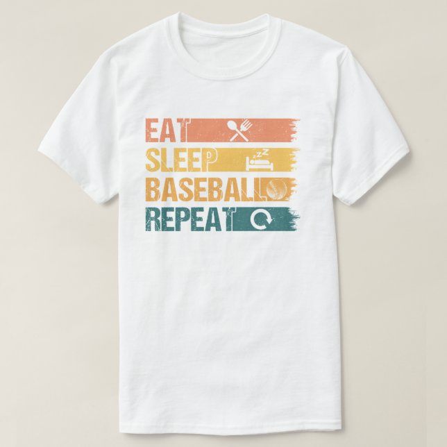 Eat Sleep Baseball Wiederholung Baseball Player Fu T-Shirt (Design vorne)
