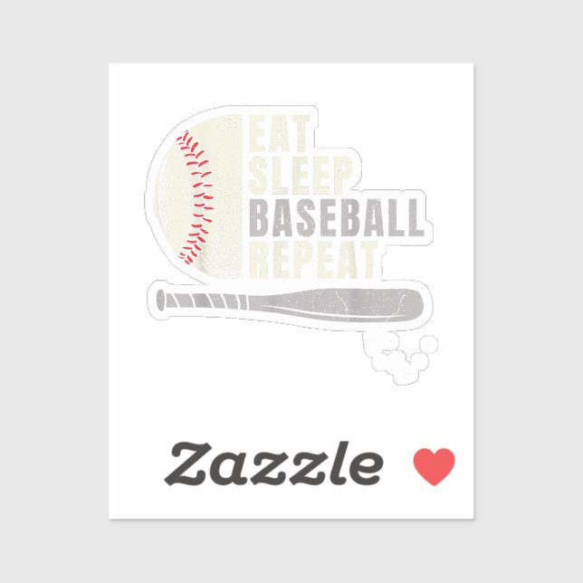Eat Sleep Baseball Wiederholung Funny Baseball Pla Aufkleber (Blatt)